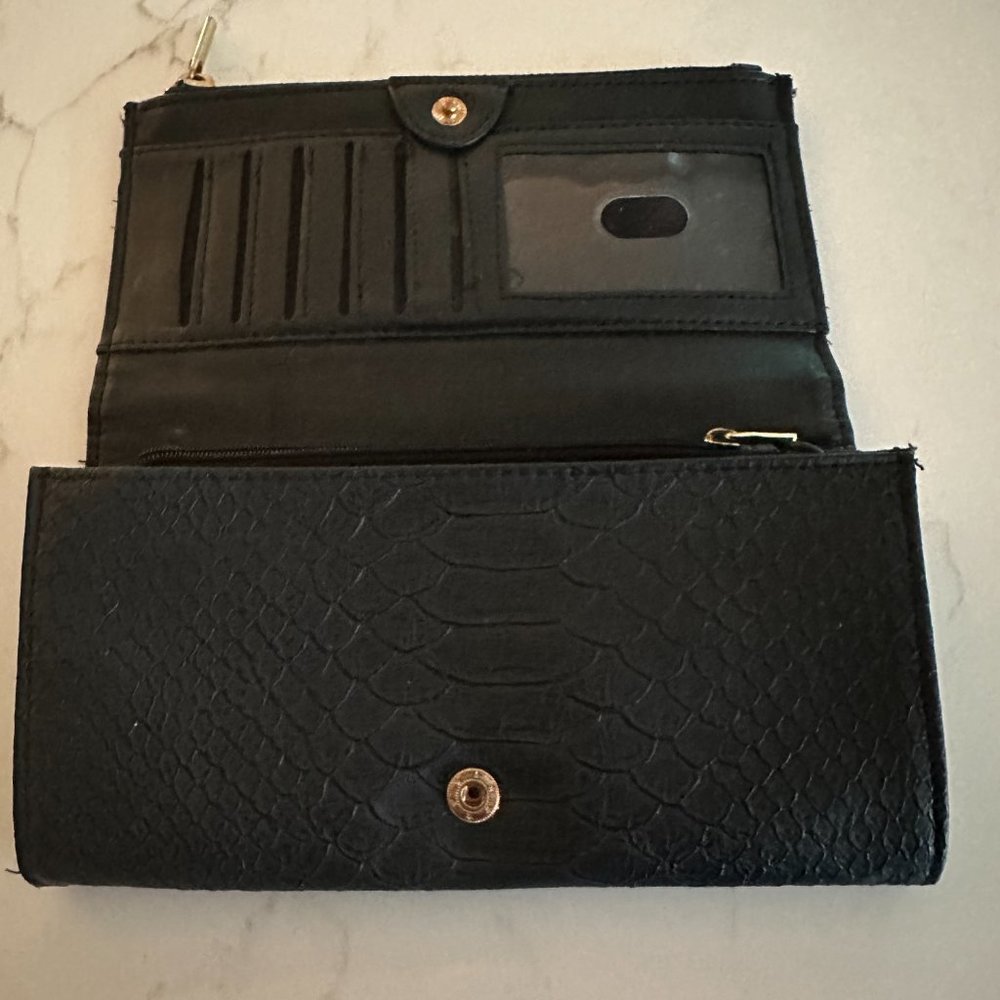 Black Fold Over Clutch Wallet